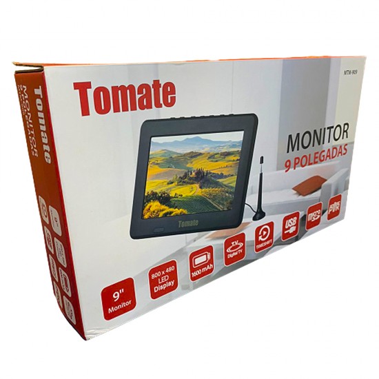 Tv Monitor Portatil Led Monitor Tv Digital 9 Pol Micro Sd Com Antena Mtm-909 Tomate